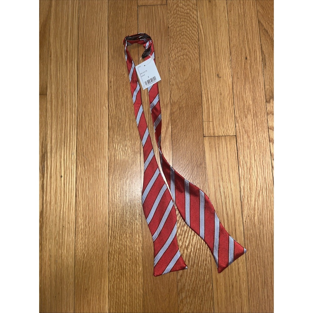 G. J. Cahn 100% Silk Striped Self Tie Adjustable Bow Tie Handmade RED‎ GJ